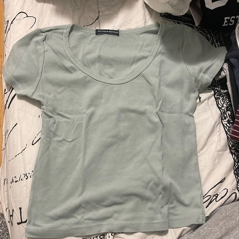 Perfect condition green/gray/blue brandy Melville shirt. Perfectly fitted - Picture 1 of 3